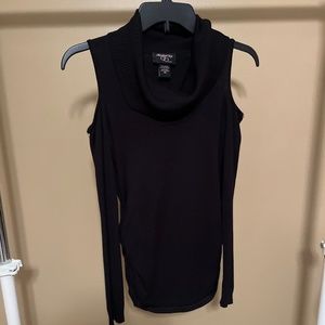 Hooked Up Black Cold Shoulder Cowl Neck Sweater